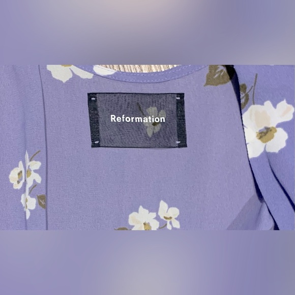 NWT, Reformation "Adele" Mini Wrap Dress w/ Flutter Sleeves in Lilac, Sz XS - Picture 8 of 9